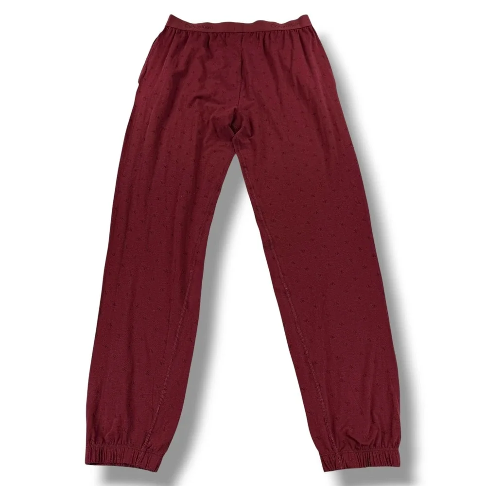 Calvin Klein Pajama Jogger Pants Mens Small S Burgundy Monogram Logo